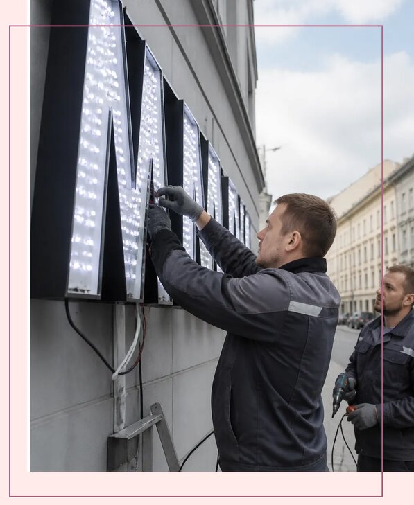 Изготовление и монтаж светодиодных LED вывесок в Каменке